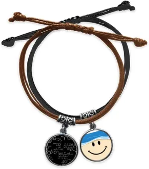 black checal molecular structure illustration bracelet hand chain leather sling fwristband