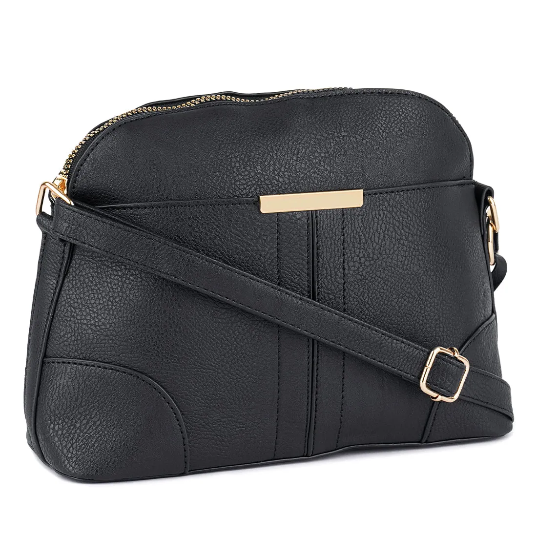 Black Pu Adjustable Sling Bag