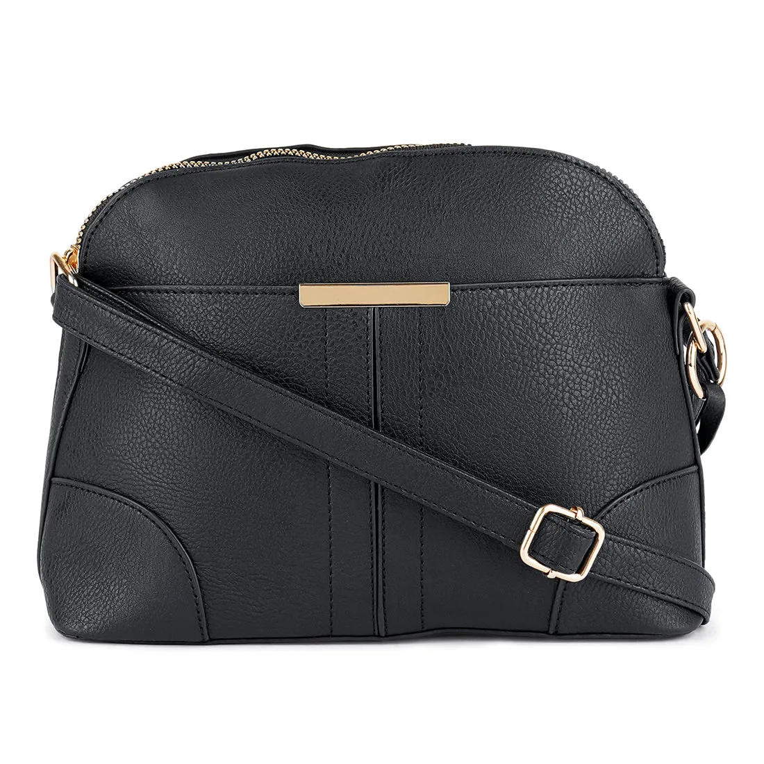 Black Pu Adjustable Sling Bag