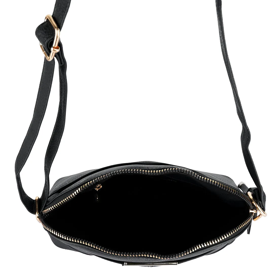Black Pu Adjustable Sling Bag