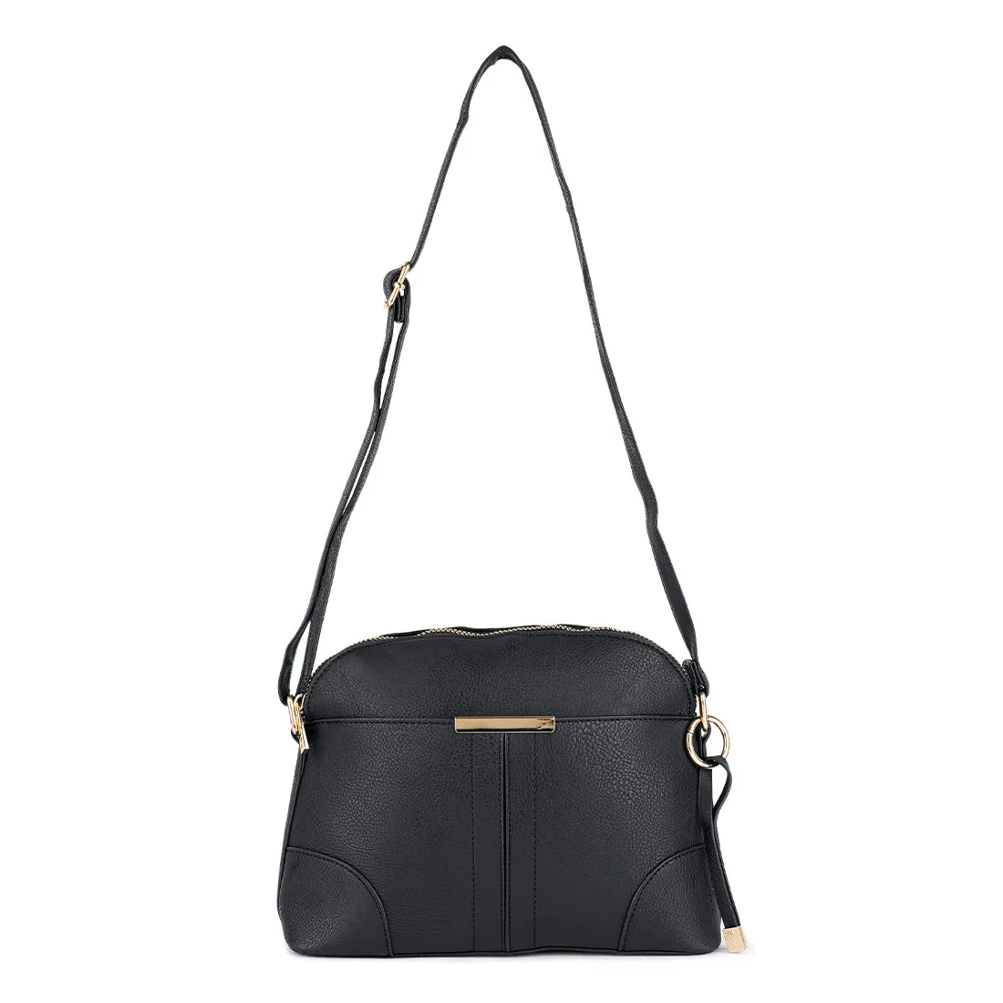 Black Pu Adjustable Sling Bag