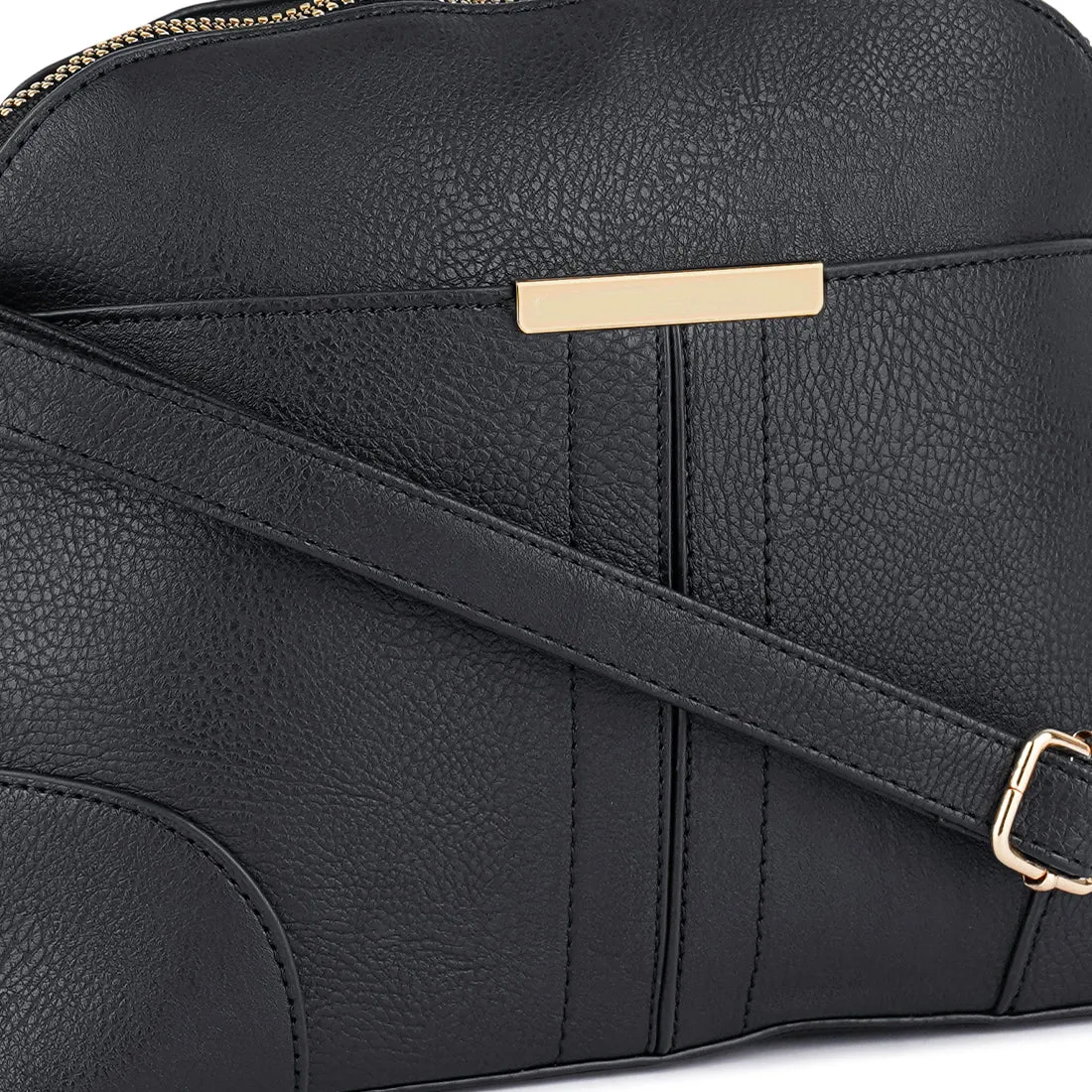 Black Pu Adjustable Sling Bag