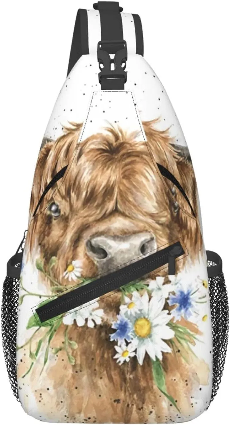 Black White Cow Spots Skin Pattern Crossbody Bags Men Cross Chest Bag Women Adjustable Sling Backpack Shoulder Bag