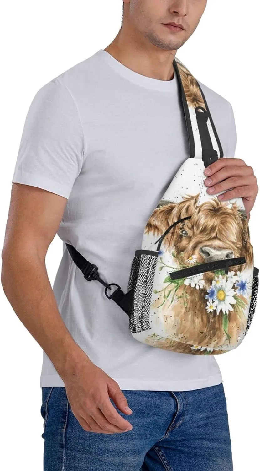 Black White Cow Spots Skin Pattern Crossbody Bags Men Cross Chest Bag Women Adjustable Sling Backpack Shoulder Bag