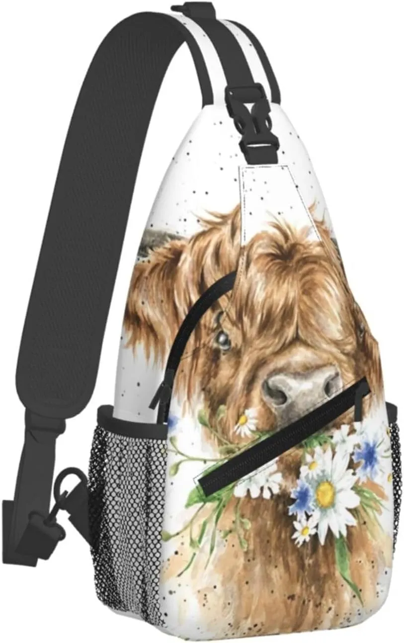 Black White Cow Spots Skin Pattern Crossbody Bags Men Cross Chest Bag Women Adjustable Sling Backpack Shoulder Bag