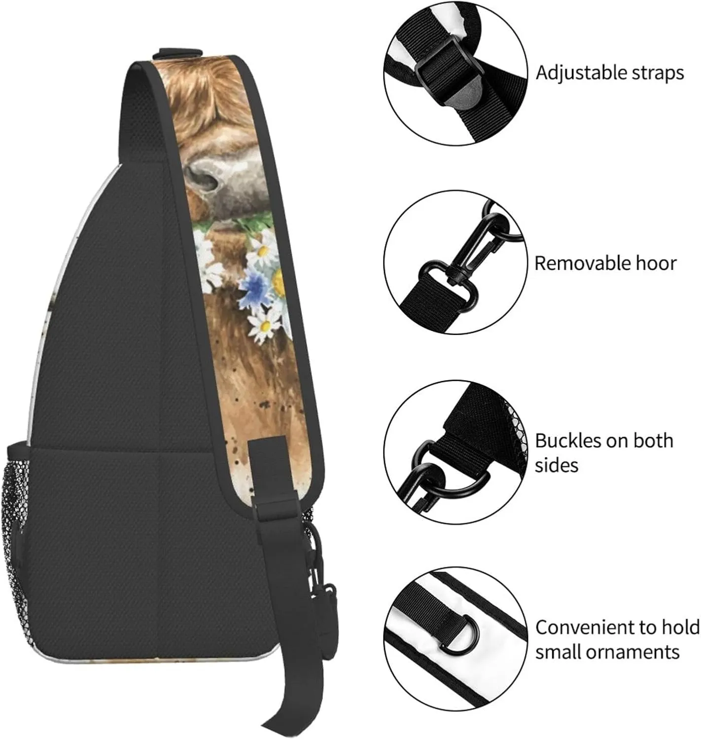 Black White Cow Spots Skin Pattern Crossbody Bags Men Cross Chest Bag Women Adjustable Sling Backpack Shoulder Bag