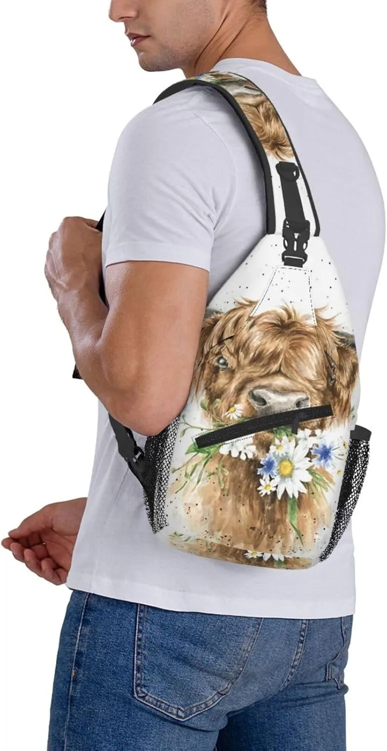 Black White Cow Spots Skin Pattern Crossbody Bags Men Cross Chest Bag Women Adjustable Sling Backpack Shoulder Bag