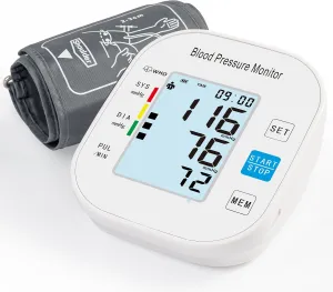 Blood Pressure Monitors, Automatic Upper Arm Blood Pressure Machines for Home Use with Large Cuff Adjustable BP Machine for Adult Elderly BSX583 (White)