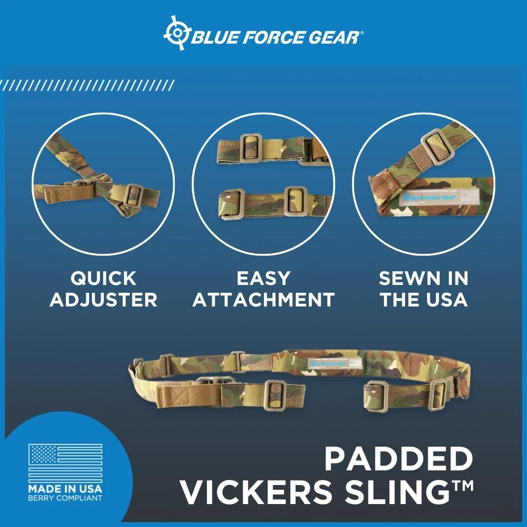 Blue Force Gear Vickers Padded Sling - Two Point Sling with Padded Straps, Adjustable,57-67 Inches