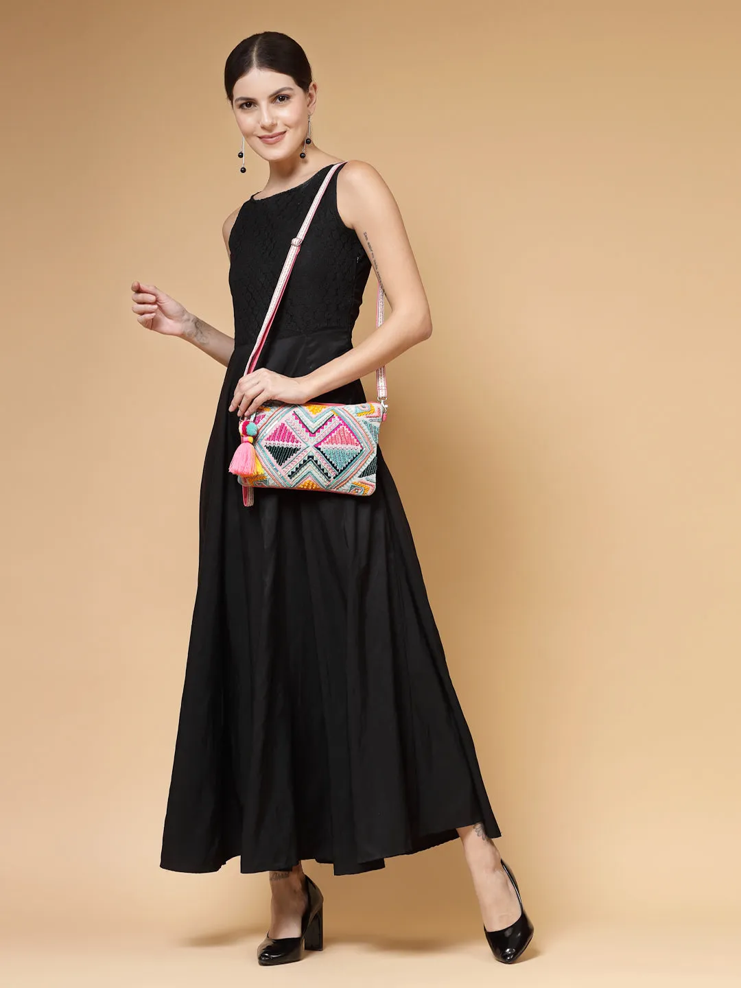 Boho Ethnic Cotton Jacquard Sling Bag