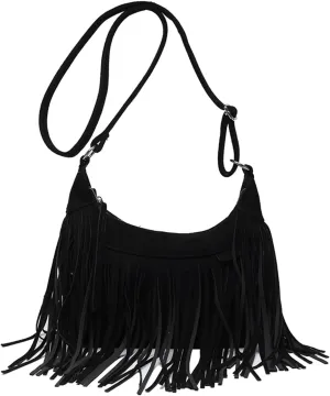 Boho Hippie Purses Fringe Tassel Faux Suede Shoulder Messenger CrossBody Sling Bag Country Concert Outfits for Women