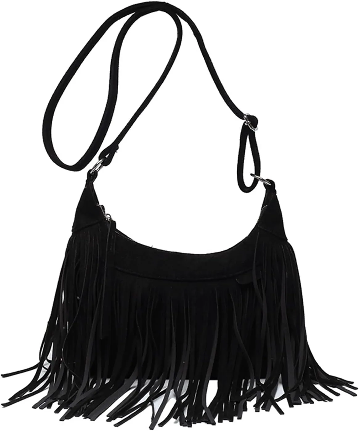 Boho Hippie Purses Fringe Tassel Faux Suede Shoulder Messenger CrossBody Sling Bag Country Concert Outfits for Women