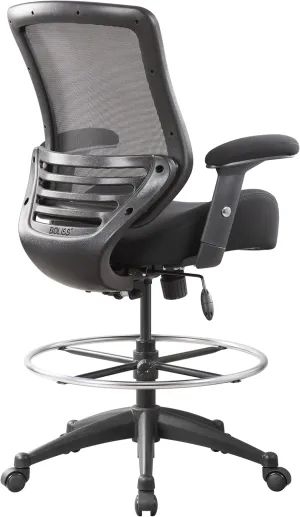 BOLISS 400lbs Mesh Ergonomic Office Drafting Chair Big Adjustable Foot Ring Height Adjustable Armrest(Black)
