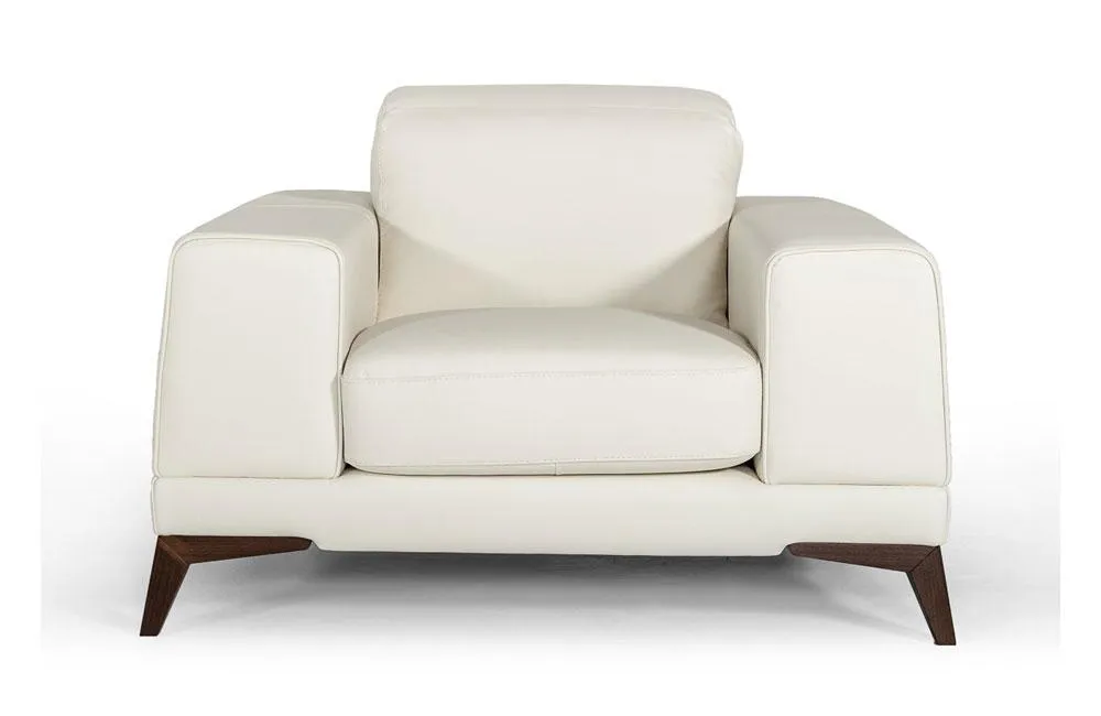 Bolton Italian Modern White Leather 3 PC Sofa Set