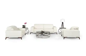 Bolton Italian Modern White Leather 3 PC Sofa Set
