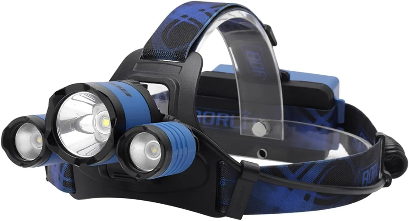 BORUIT B21 Headlamp Rechargeable, LED Super Bright Head Lights for Forehead, Battery Powered, 4 Modes Head Lamp 90° Adjustable, IPX5 Waterproof