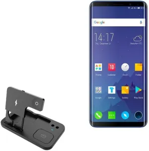 BoxWave Charger Compatible with Elephone U - Wireless MultiCharge Desktop Stand Pro, Qi Wireless 4 in1 Charger Stand Multiple Devices - Jet Black
