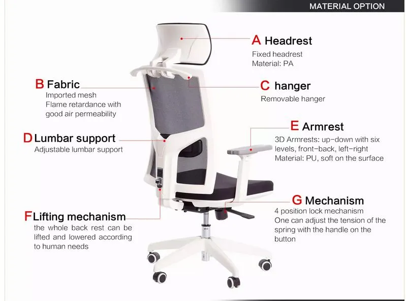 Breathable ergonomic Adjustable Arm executive office Chair