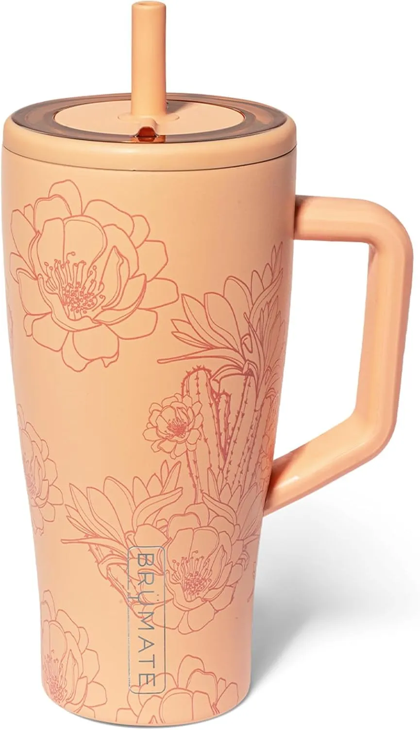 BrüMate Era 30 oz Tumbler with Handle and Straw | 100% Leakproof Insulated Tumbler with Lid and Straw | Made of Stainless Steel | Cup Holder Friendly Base | 30oz (Cactus Flower)