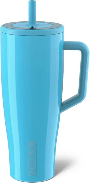 BrüMate Era 40 oz Tumbler with Handle and Straw | 100% Leakproof Insulated Tumbler with Lid and Straw | Made of Stainless Steel | Cup Holder Friendly Base | 40oz (Electric Blue)
