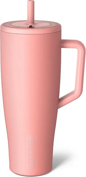 BrüMate Era 40 oz Tumbler with Handle and Straw | 100% Leakproof Insulated Tumbler with Lid and Straw | Made of Stainless Steel | Cup Holder Friendly Base | 40oz (Guava)
