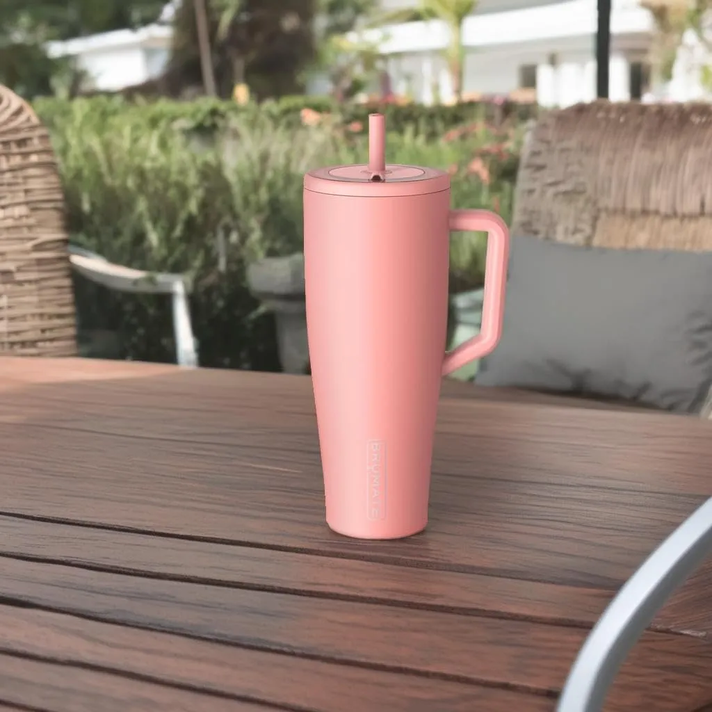 BrüMate Era 40 oz Tumbler with Handle and Straw | 100% Leakproof Insulated Tumbler with Lid and Straw | Made of Stainless Steel | Cup Holder Friendly Base | 40oz (Guava)