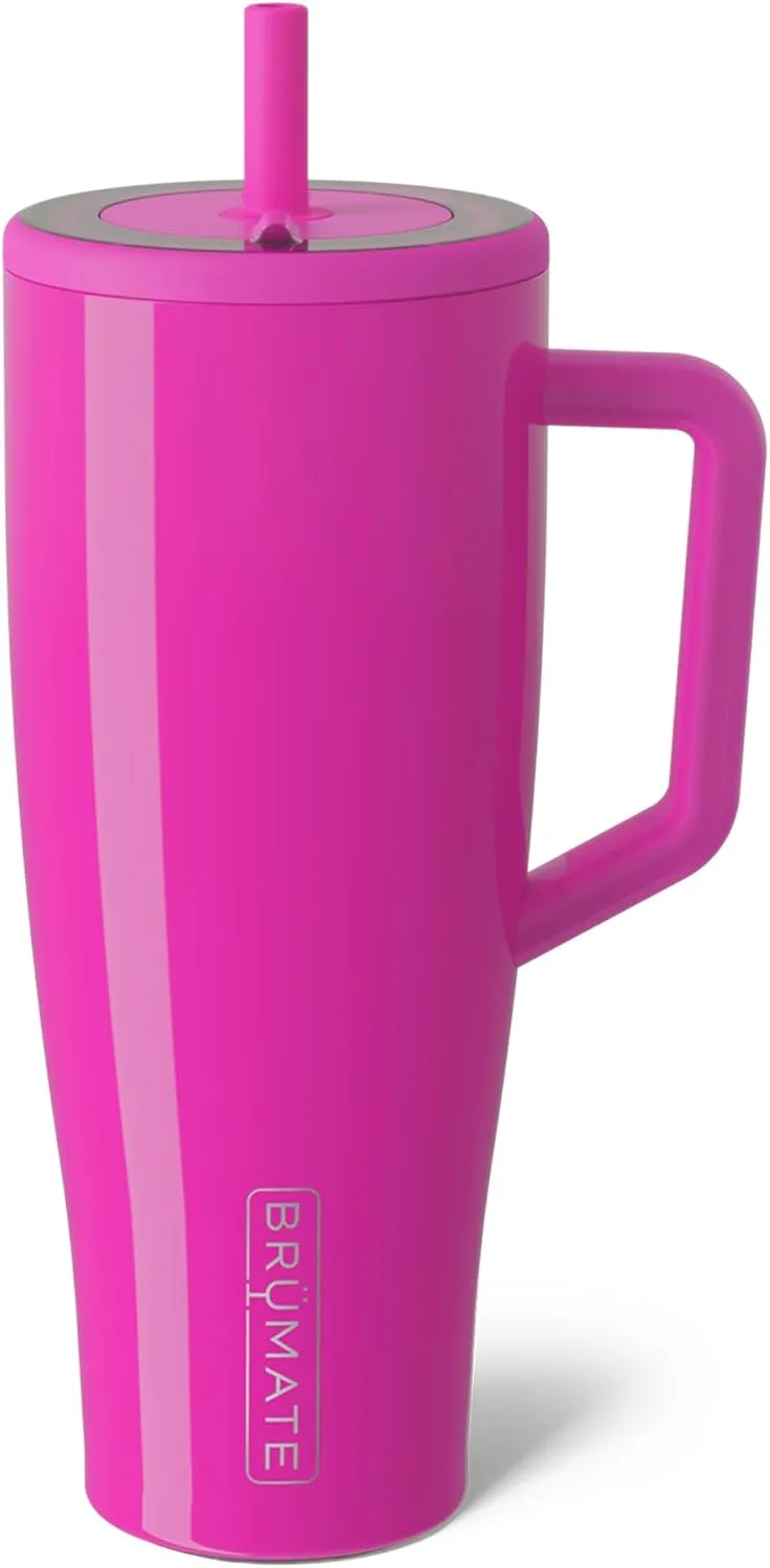 BrüMate Era 40 oz Tumbler with Handle and Straw | 100% Leakproof Insulated Tumbler with Lid and Straw | Made of Stainless Steel | Cup Holder Friendly Base | 40oz (Vivid Magenta)