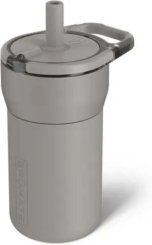 BrüMate Leap 12oz 100% Leakproof Kids Tumbler with Handle and Silicone Soft Straw | Drop Resistant Silicone Sleeve | For Kids 4  | Insulated Stainless Steel | Cup Holder Friendly | 12oz (Mocha)