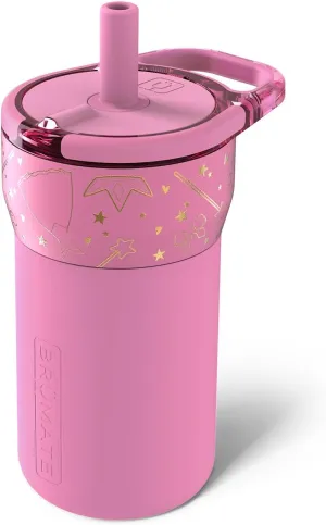 BrüMate Leap 12oz 100% Leakproof Kids Tumbler with Handle and Silicone Soft Straw | Drop Resistant Silicone Sleeve | For Kids 4  | Insulated Stainless Steel | Cup Holder Friendly | 12oz (Princess)