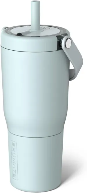 BrüMate Resa 25oz 100% Leakproof Travel Tumbler with Handle & Straw | Flexible Soft Sip Straw | Silicone Sleeve for Durability | Stainless Steel | Cup Holder & Travel Friendly | (Blue Agave)