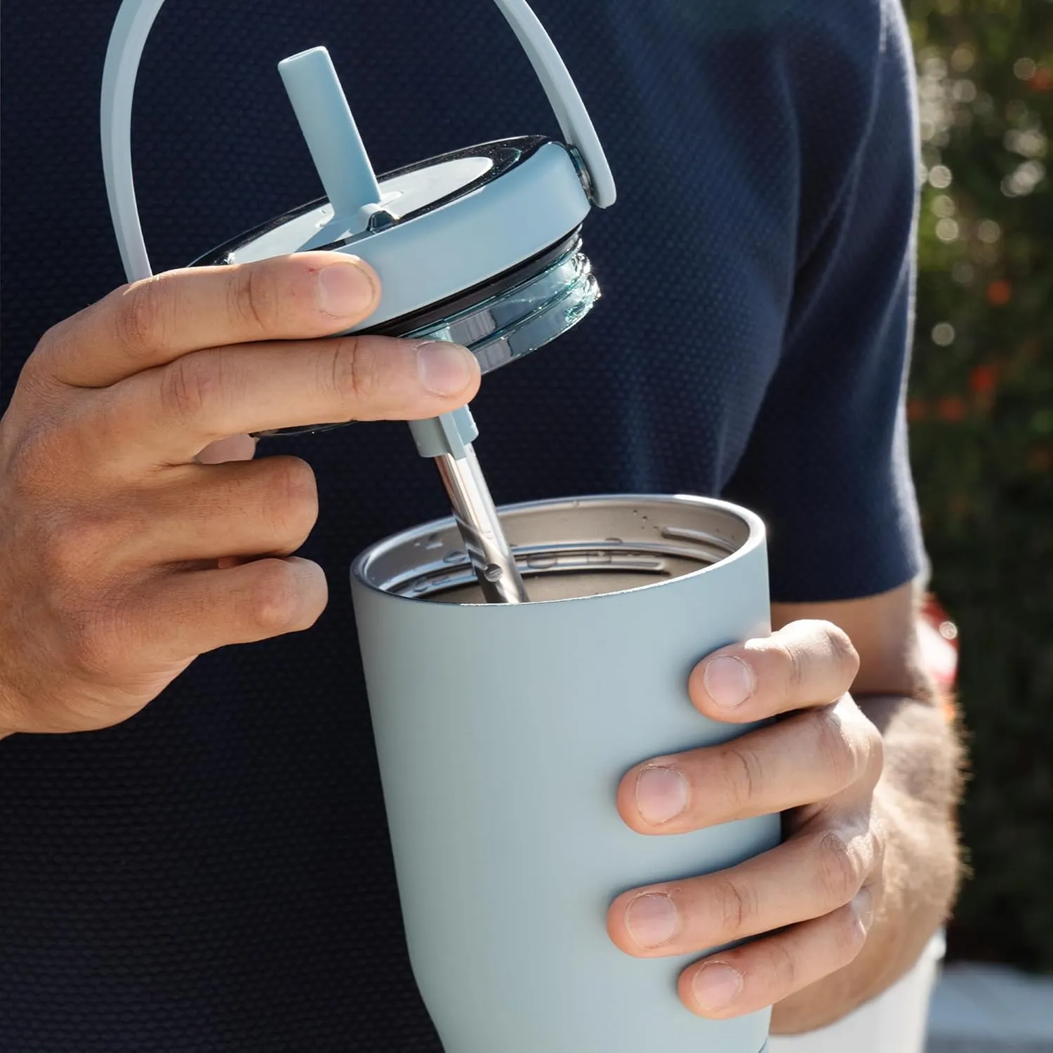 BrüMate Resa 25oz 100% Leakproof Travel Tumbler with Handle & Straw | Flexible Soft Sip Straw | Silicone Sleeve for Durability | Stainless Steel | Cup Holder & Travel Friendly | (Dune)