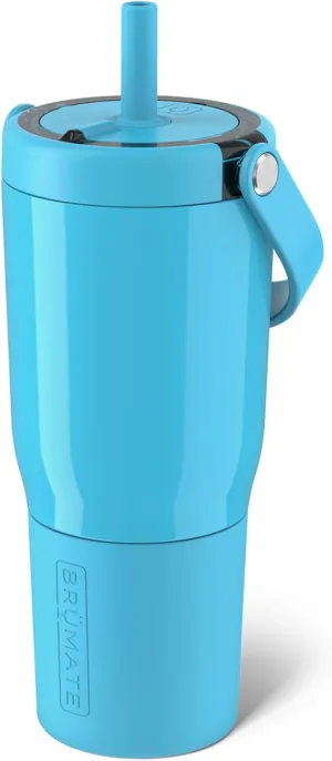 BrüMate Resa 25oz 100% Leakproof Travel Tumbler with Handle & Straw | Flexible Soft Sip Straw | Silicone Sleeve for Durability | Stainless Steel | Cup Holder & Travel Friendly | (Electric Blue)