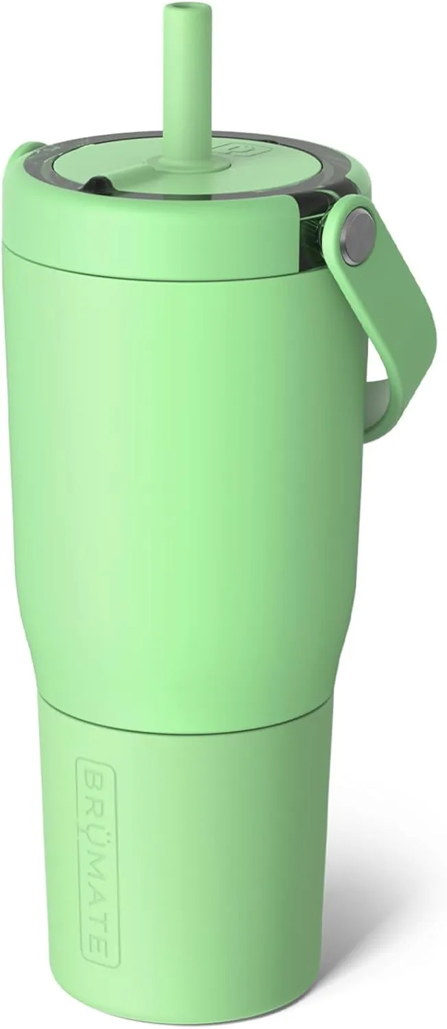 BrüMate Resa 25oz 100% Leakproof Travel Tumbler with Handle & Straw | Flexible Soft Sip Straw | Silicone Sleeve for Durability | Stainless Steel | Cup Holder & Travel Friendly | (Kiwi)