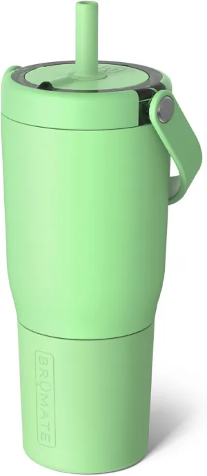 BrüMate Resa 25oz 100% Leakproof Travel Tumbler with Handle & Straw | Flexible Soft Sip Straw | Silicone Sleeve for Durability | Stainless Steel | Cup Holder & Travel Friendly | (Kiwi)