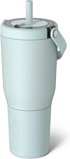 BrüMate Resa 35oz 100% Leakproof Travel Tumbler with Handle & Straw | Flexible Soft Sip Straw | Silicone Sleeve for Durability | Stainless Steel | Cup Holder & Travel Friendly | (Blue Agave)