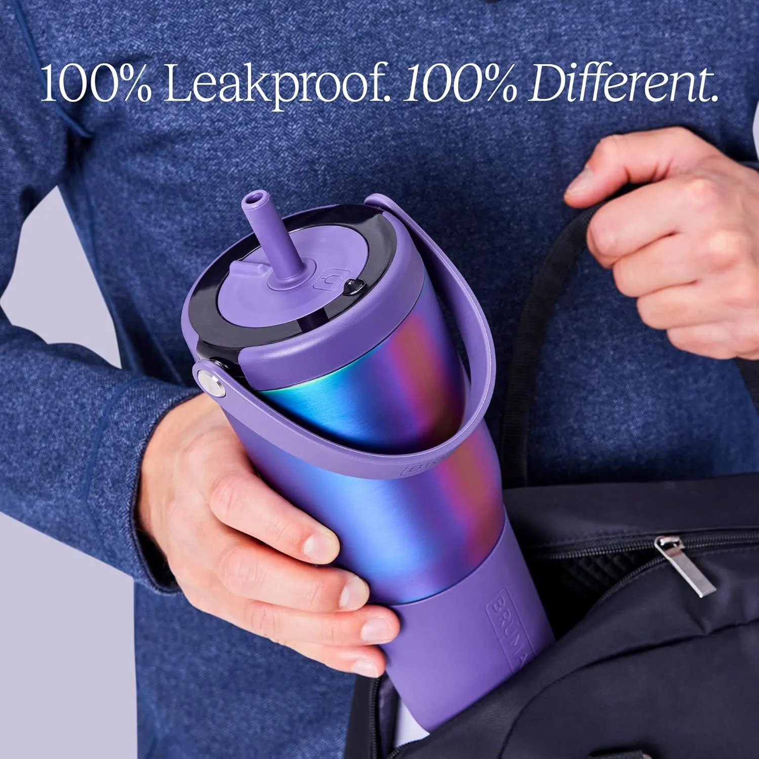 BrüMate Resa 35oz 100% Leakproof Travel Tumbler with Handle & Straw | Flexible Soft Sip Straw | Silicone Sleeve for Durability | Stainless Steel | Cup Holder & Travel Friendly | (Dune)