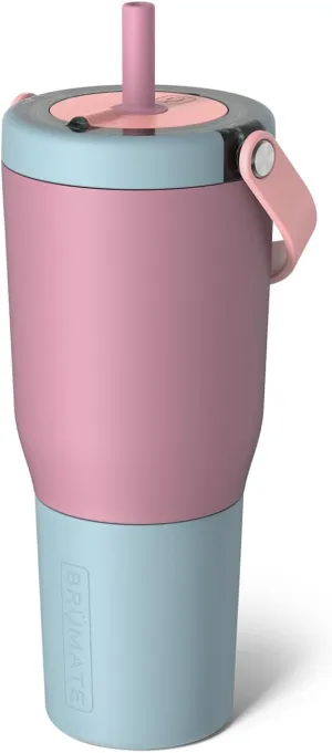 BrüMate Resa 35oz 100% Leakproof Travel Tumbler with Handle & Straw | Flexible Soft Sip Straw | Silicone Sleeve for Durability | Stainless Steel | Cup Holder & Travel Friendly | (Eclipse)