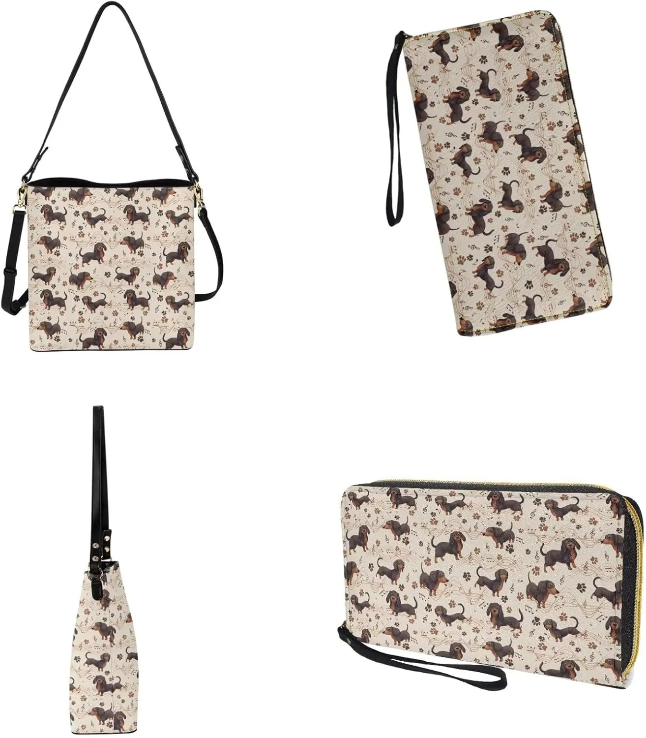 Bucket Crossbody Bag Set for Women Lady, Leather Purse and Wallet Set Large Bucket Bag with Wallet