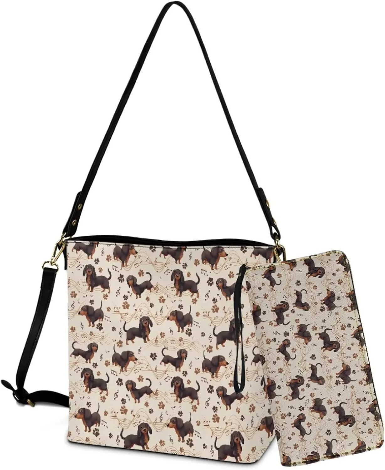 Bucket Crossbody Bag Set for Women Lady, Leather Purse and Wallet Set Large Bucket Bag with Wallet