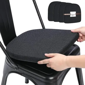 BUYUE Friendly Woven Fabric 14x14 Magnetic Cushions for Metal Chair Set of 4, Enhanced Anti-Slip Seat Pads for Dining Kitchen Café Stackable Chairs (U-Shape, Black, 4 Counts)