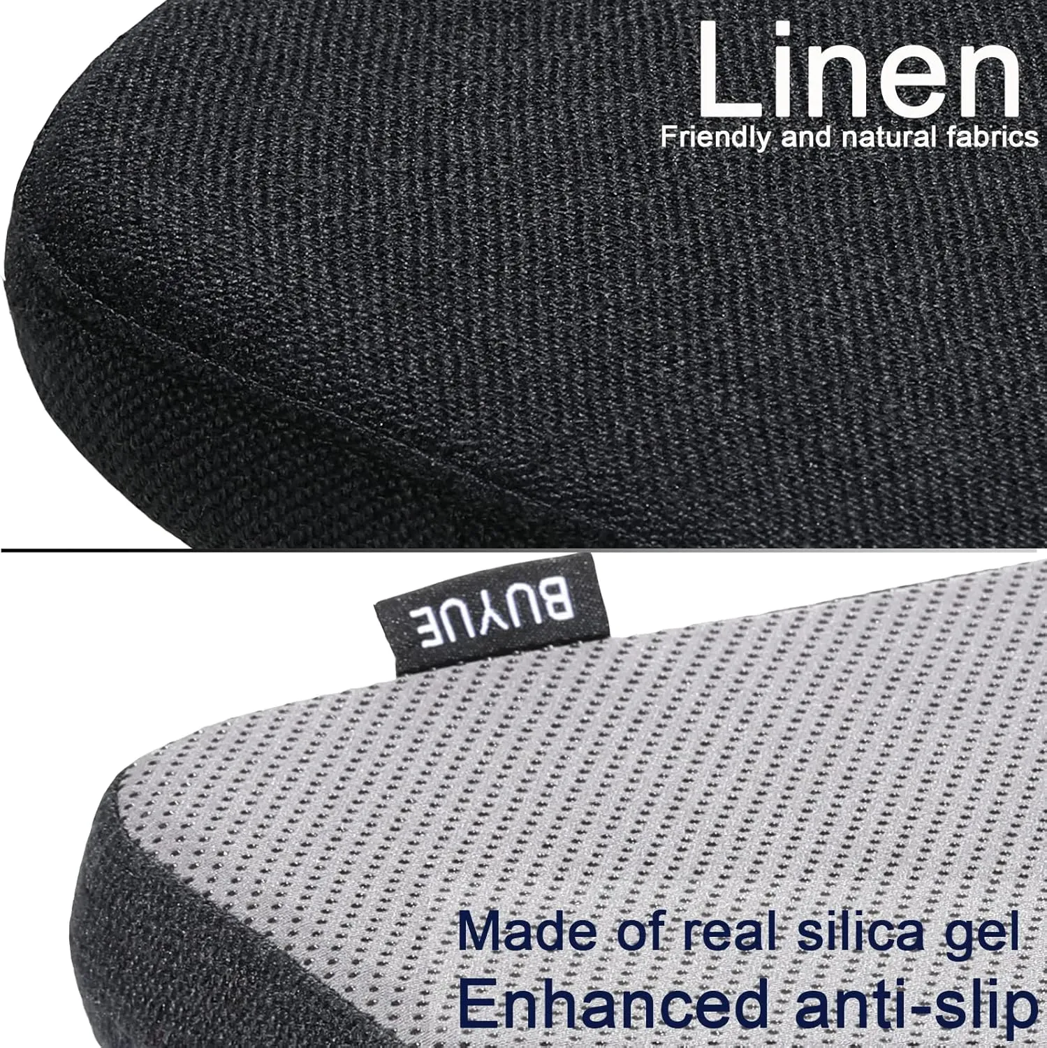 BUYUE Friendly Woven Fabric 14x14 Magnetic Cushions for Metal Chair Set of 4, Enhanced Anti-Slip Seat Pads for Dining Kitchen Café Stackable Chairs (U-Shape, Black, 4 Counts)
