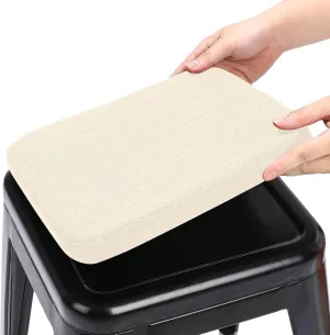BUYUE Friendly Woven Fabric Magnetic Bar Stool Cushion 1 Piece, Enhanced Anti-Slip Breathable Small Chair Seat Pad for Café Bistro Stackable Metal Stool (Square, Beige, 1)