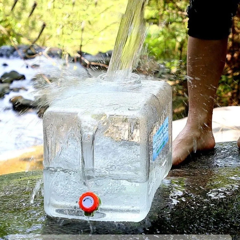 Camping Water Container, Portable Clear Camping Water Container with Spigot - Outdoor Bucket & Camping Water Jug with Spout Water Jug Dispenser - Camping Essentials ( Gray : Transparent , Size : 12L )