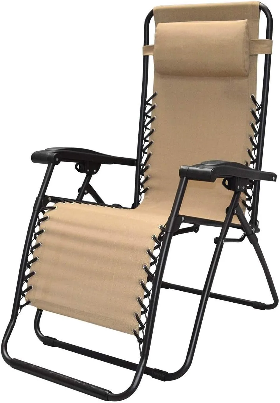 Canopy Infinity Zero Gravity Steel Frame Patio Deck Chair, Beige (Pair)