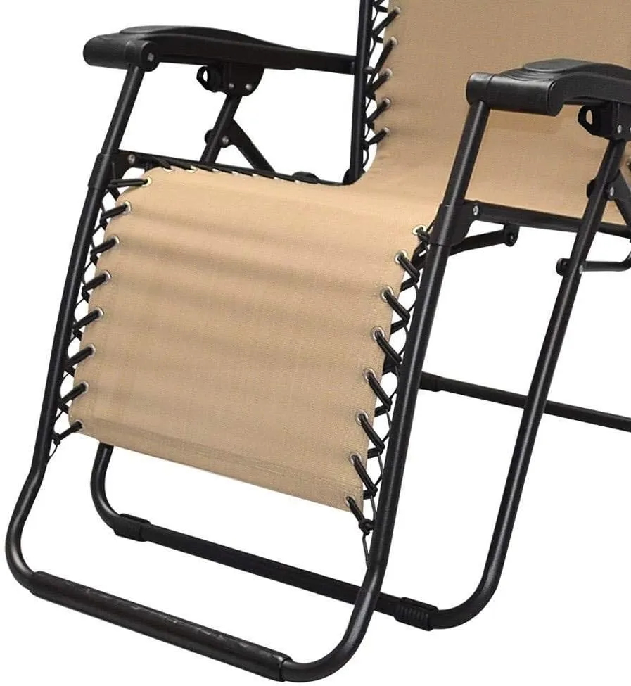 Canopy Infinity Zero Gravity Steel Frame Patio Deck Chair, Beige (Pair)