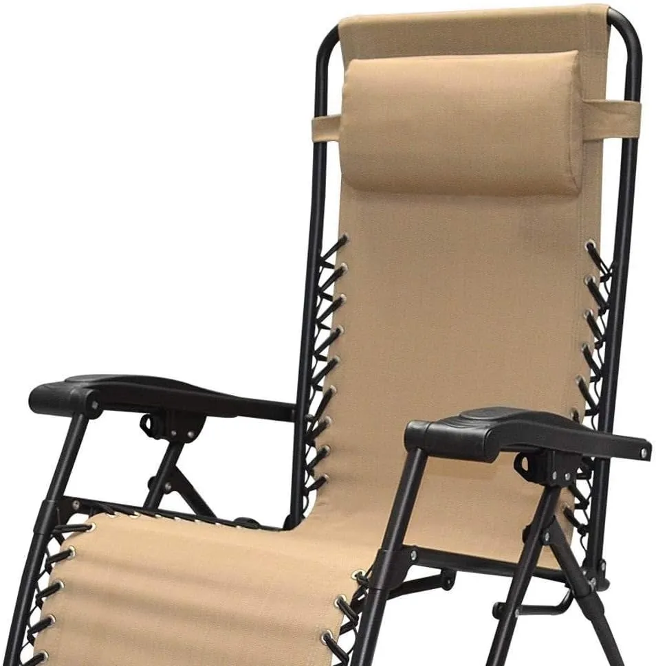 Canopy Infinity Zero Gravity Steel Frame Patio Deck Chair, Beige (Pair)
