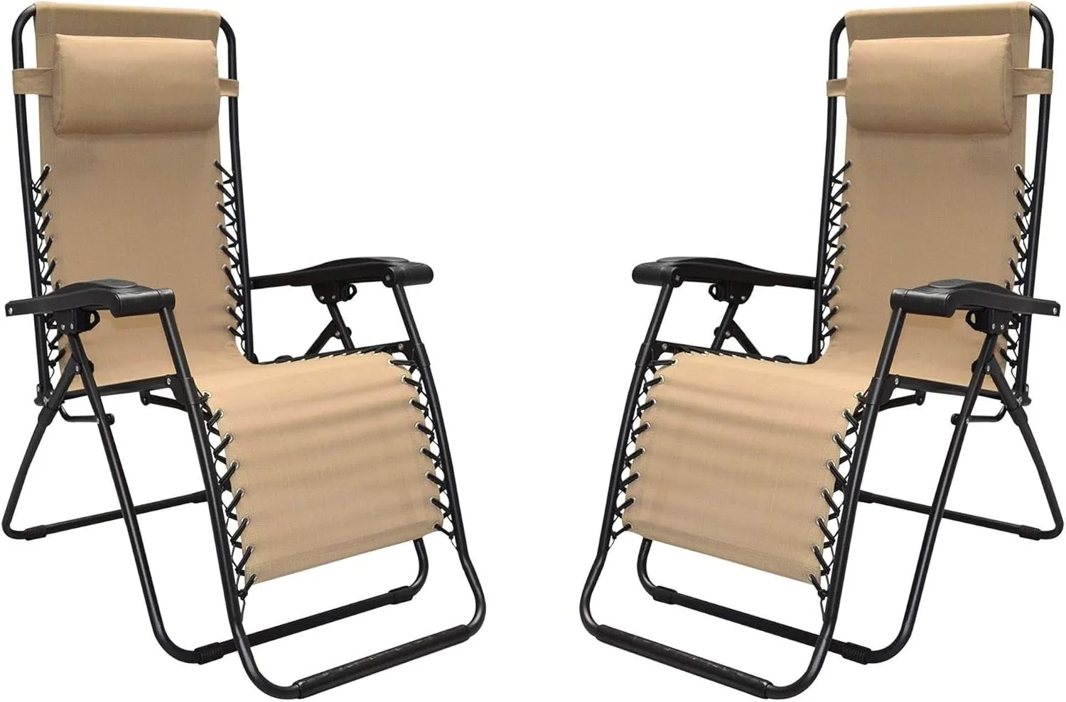 Canopy Infinity Zero Gravity Steel Frame Patio Deck Chair, Beige (Pair)