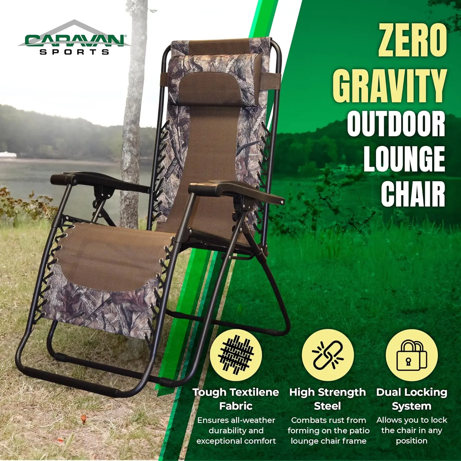 Canopy Infinity Zero Gravity Steel Frame Patio Deck Chair, Camouflage