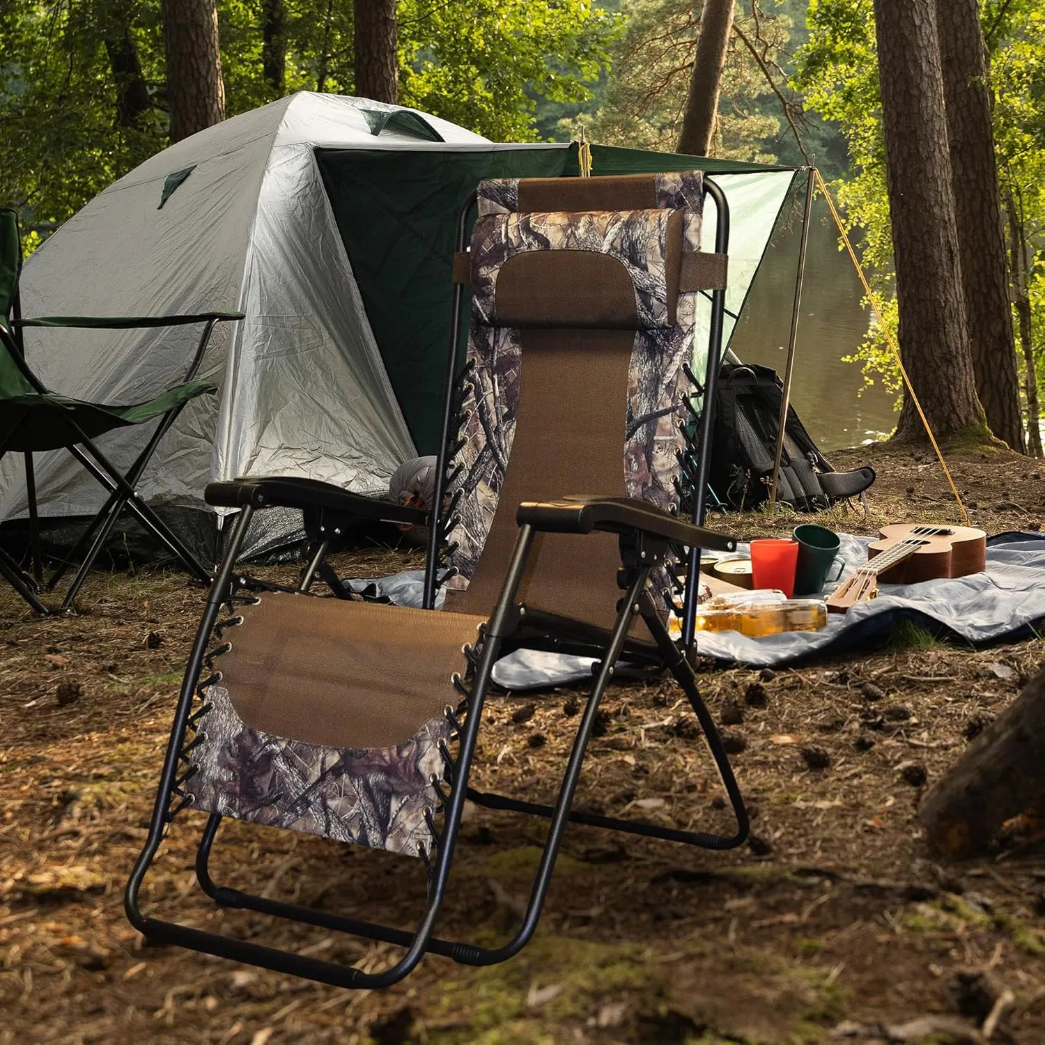 Canopy Infinity Zero Gravity Steel Frame Patio Deck Chair, Camouflage