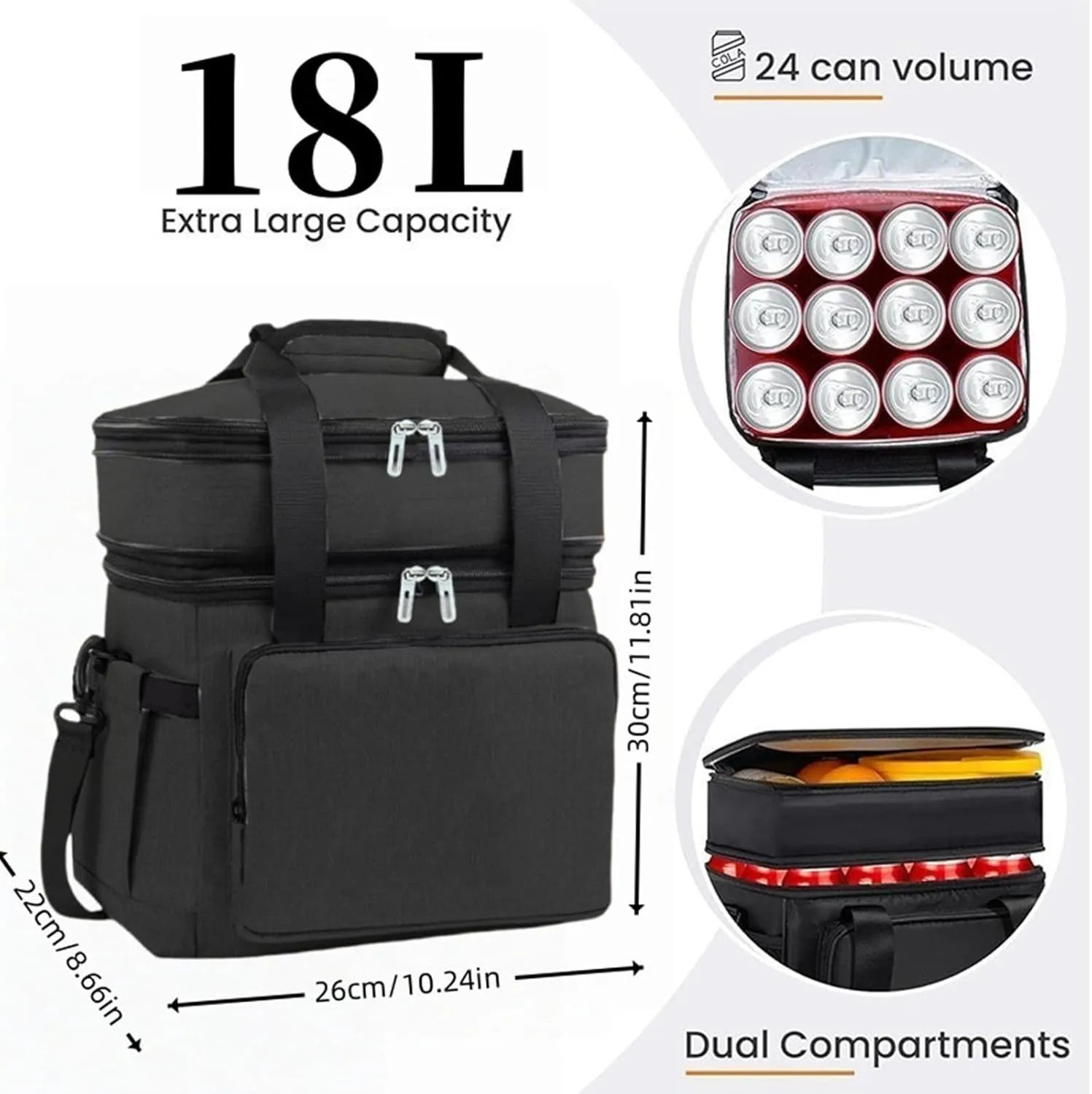 Car Camping Coolers for Bentley Eight/Mark VI/Mulsanne/R Type/T-Series/Turbo R, Leak Proof Cooler, Portable Lightweight Ice Chest Box, Compartments Waterproof Insulated Bag,A-Black